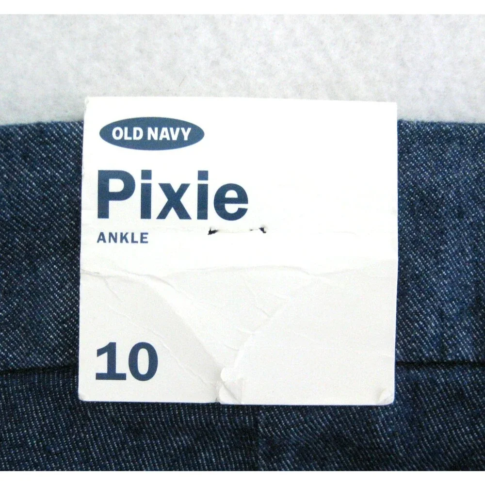 New Old Navy Ankle Jeans Womens Size 10 Linen Blue Pants Side Striped Pixie